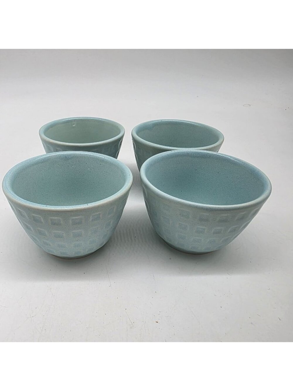 Pier 1 Blue Textured Stoneware Cups Set Of 4